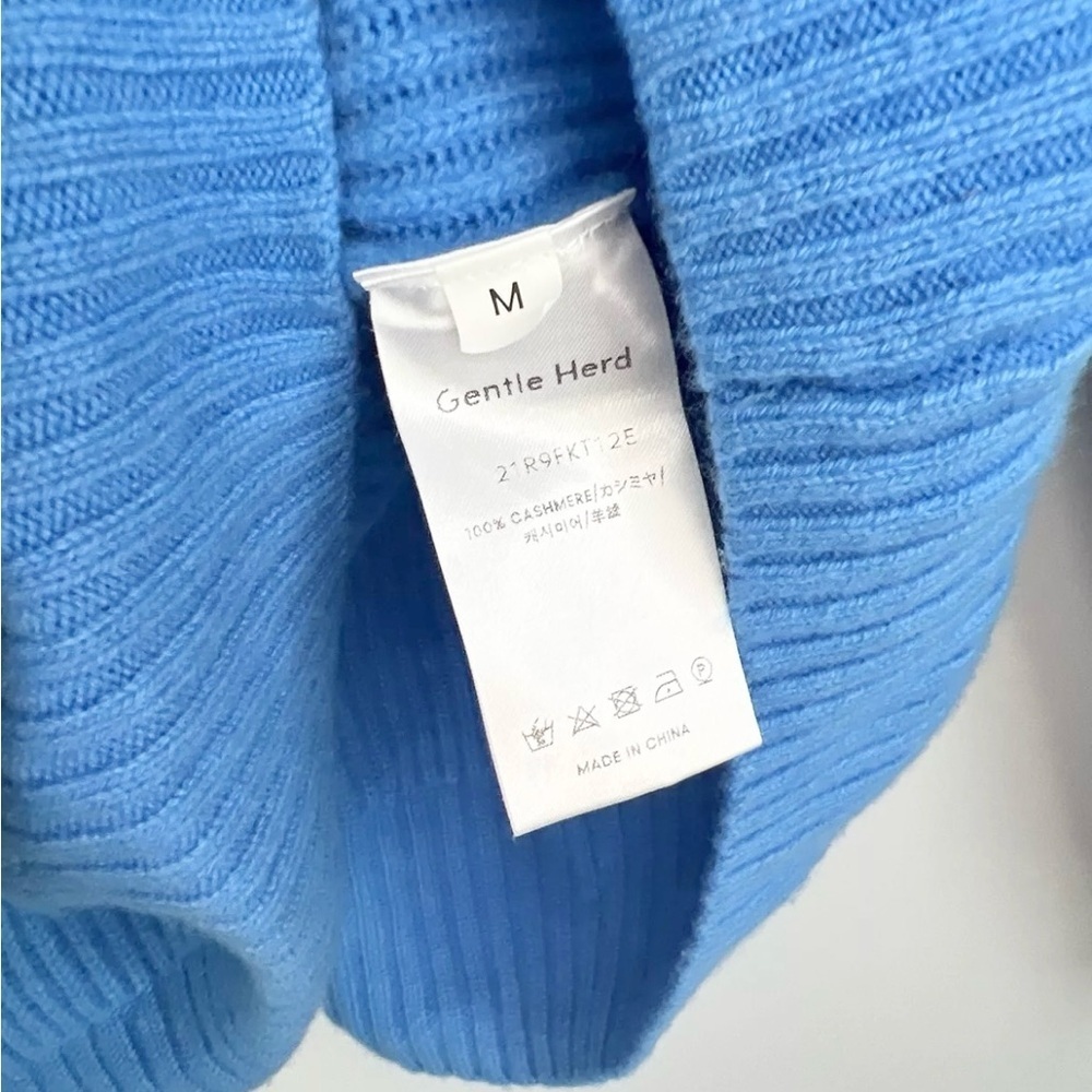 Gentle Herd Size M • Glacier Blue Cashmere Contrast Collar Polo Sweater - Picture 7 of 10